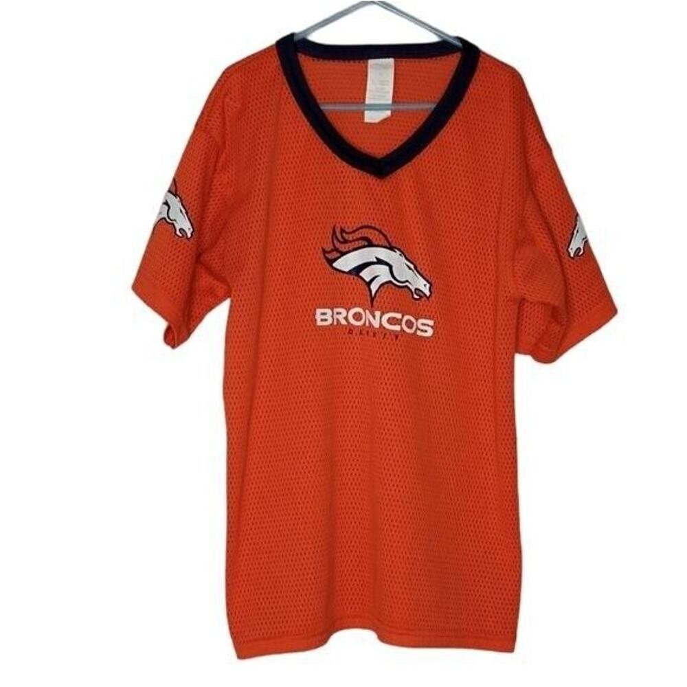 FRANKLIN Youth Medium Denver Broncos Orange & Blue Short Sleeve Mesh Jersey